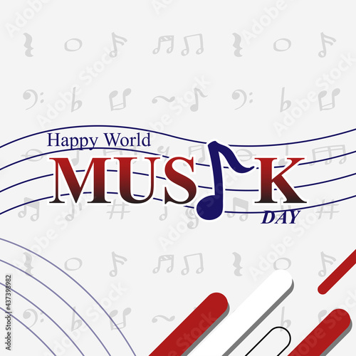 World music day vector template. Design for banner, greeting card, poster, background or print. eps 10