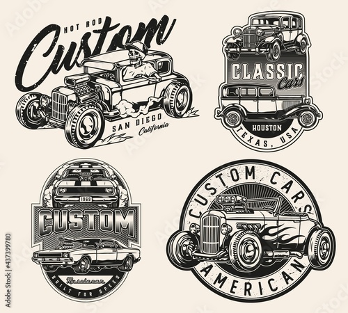Custom cars vintage labels