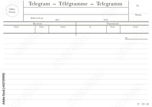 Vintage Telegram. Blank telegram form. Vector without gradients.
