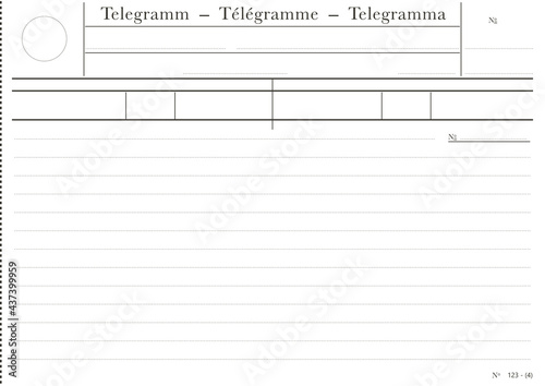 Vintage Telegram. Blank telegram form. Vector without gradients.