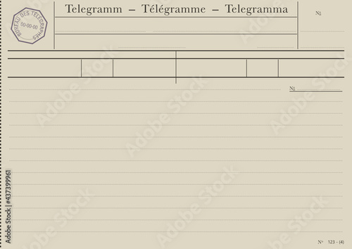 Vintage Telegram. Blank telegram form. Vector without gradients.