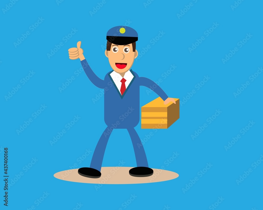 Illustration vektor graphic of postman character. Perfect for children's magazine books to get to know various kinds of professions.