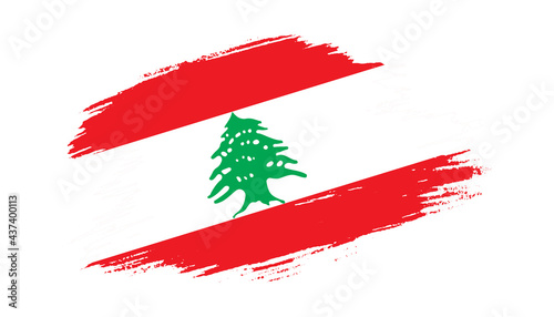 Patriotic of Lebanon flag in brush stroke effect on white background