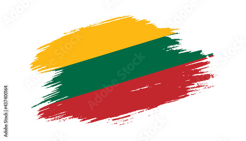 Patriotic of Lithuania flag in brush stroke effect on white background