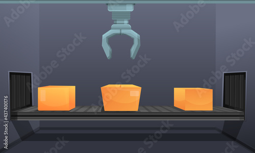 mail sorting office with manipulator, vector illustration