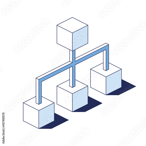 Architecture, scheme, algorithm. Vector 3d line isometric, color web icons, new flat style. Creative design idea for infographics.