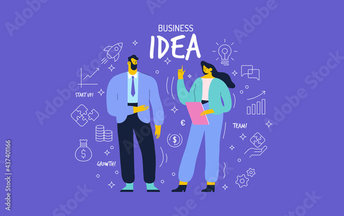 Creative business idea flat vector illustration