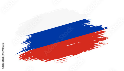 Patriotic of Russia flag in brush stroke effect on white background