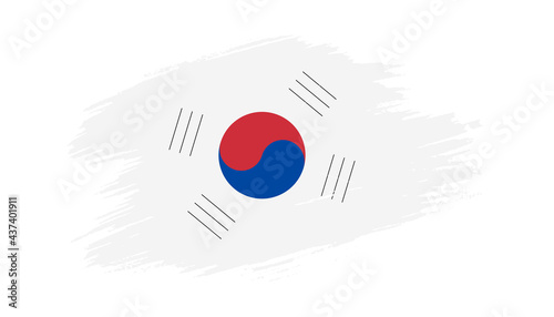 Patriotic of South Korea flag in brush stroke effect on white background