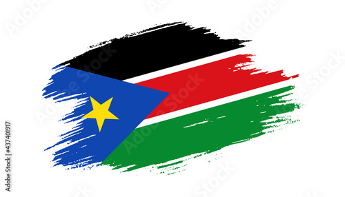 Patriotic of South Sudan flag in brush stroke effect on white background