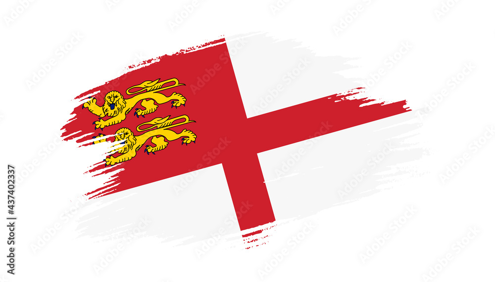 Patriotic of Sark flag in brush stroke effect on white background
