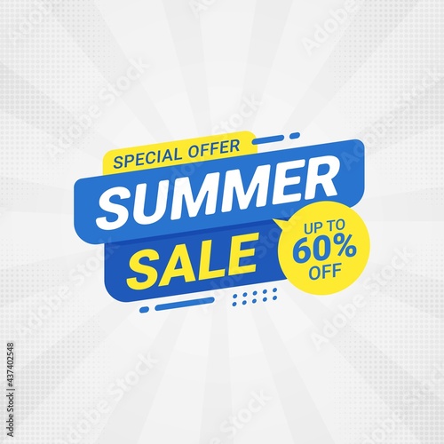 Summer sale special offer banner discount promotion vector illustration