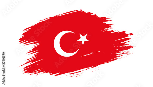 Patriotic of Turkey flag in brush stroke effect on white background