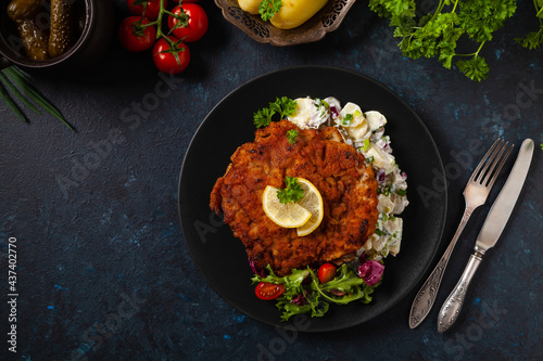 Photography Classic, traditional Viennese sirloin schnitzel