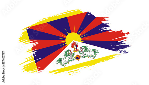 Patriotic of Tibet flag in brush stroke effect on white background