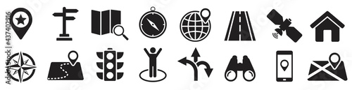 Navigation icon set, Location icon , Map pointer symbol, Vector illustration photo