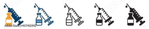 vaccine icon set, vaccine icon in different style, vector illustration photo