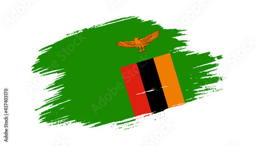 Patriotic of Zambia flag in brush stroke effect on white background photo