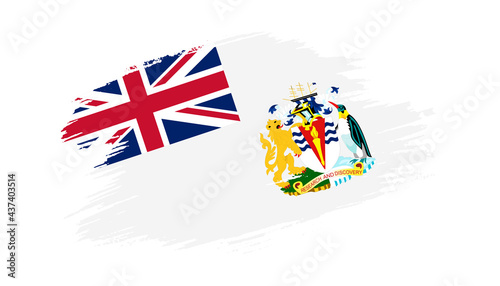 Patriotic of British Antarctic Territory flag in brush stroke effect on white background photo