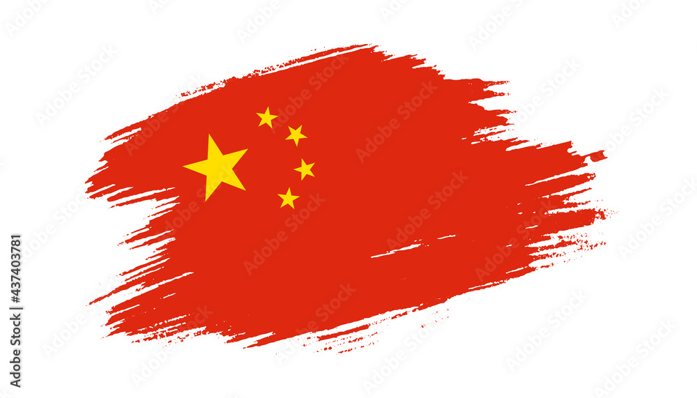 Φωτογραφία Patriotic of China flag in brush stroke effect on white background