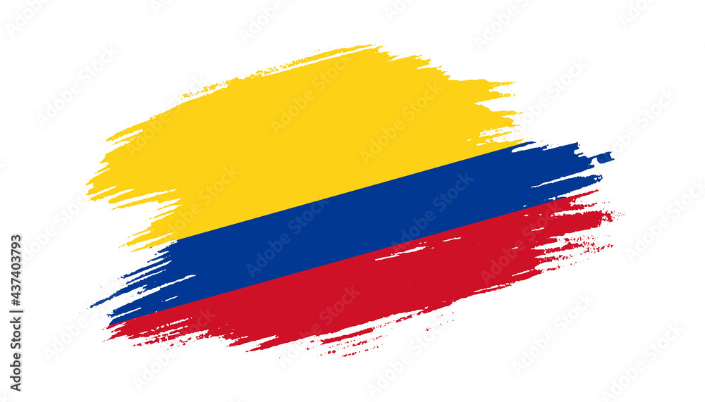 Patriotic of Colombia flag in brush stroke effect on white background Patriotic of Colombia flag in brush stroke effect on white background