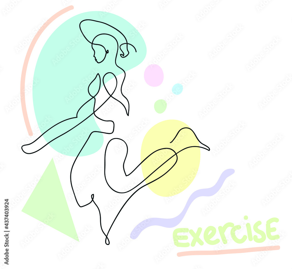 One line drawing of exercising woman doing her routine.
One continuous line drawing of woman streching her body. One line drawing of exercising woman doing her routine.
One continuous line drawing of woman streching her body.