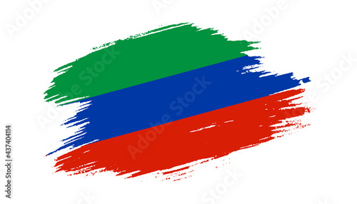 Patriotic of Dagestan flag in brush stroke effect on white background