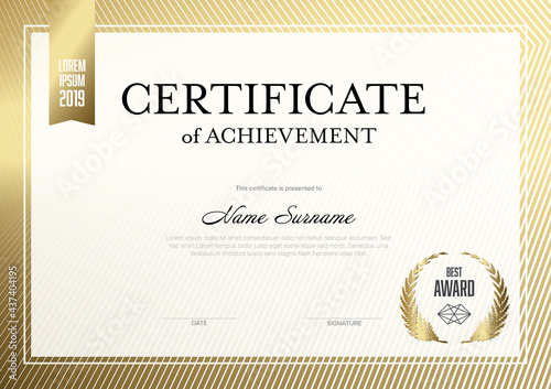 Modern light golden certificate template