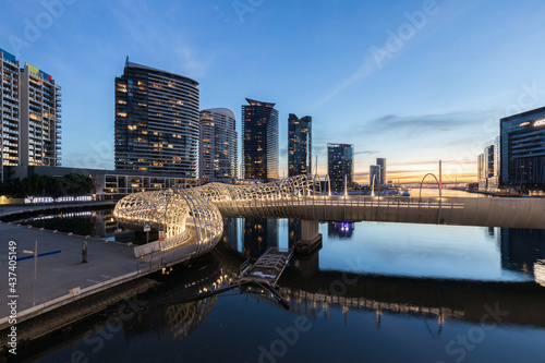 Dockland City by night. Attractive place in Melbourne