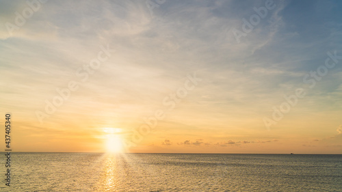 sunset over the sea in the evening with orang sunlight  © Nature Peaceful 
