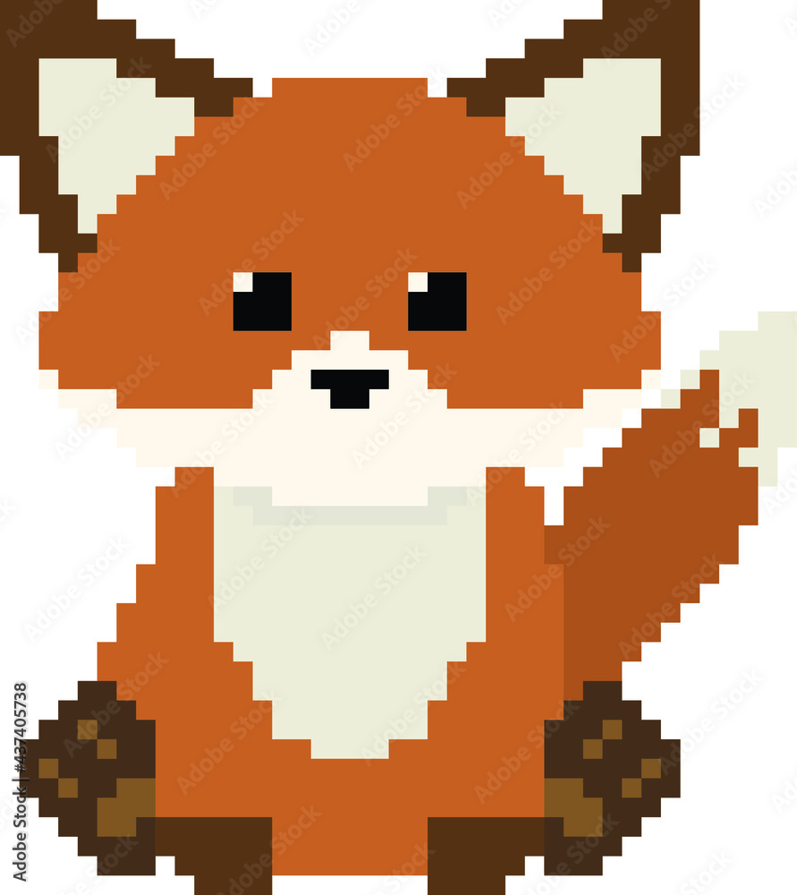 Pixel fox. Isolated vector illustration in 8 bit style Pixel fox. Isolated vector illustration in 8 bit style