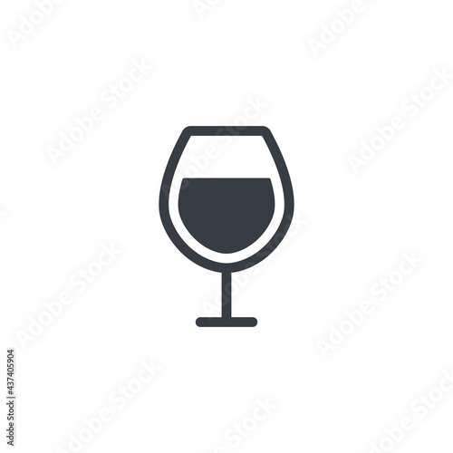Glass icon. Cocktail drink symbol. Wineglass pictogram. Black beverage silhouette. Vector isolated on white background