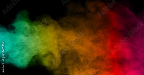 colorful smoke steam isolated white background