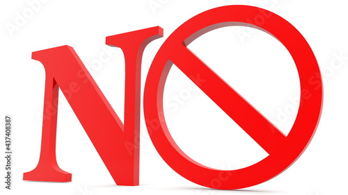 Concept of no sign on white