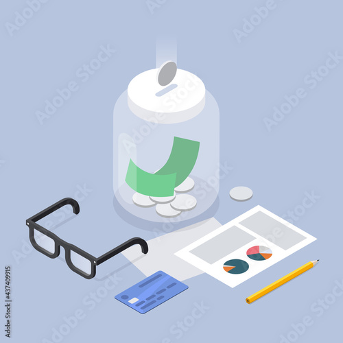 Saving Money Isometric Illustration