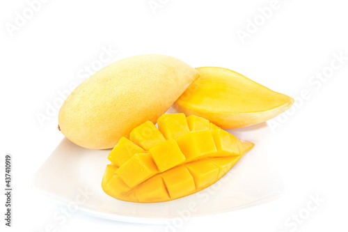 Ripe mango, mango isolated on white background.