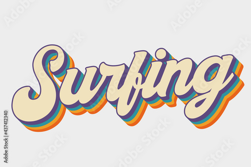 surfing colourful vector retro lettering