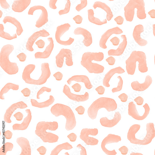 Pink leopard spots watercolor seamless pattern. Template for decorating designs and illustrations.