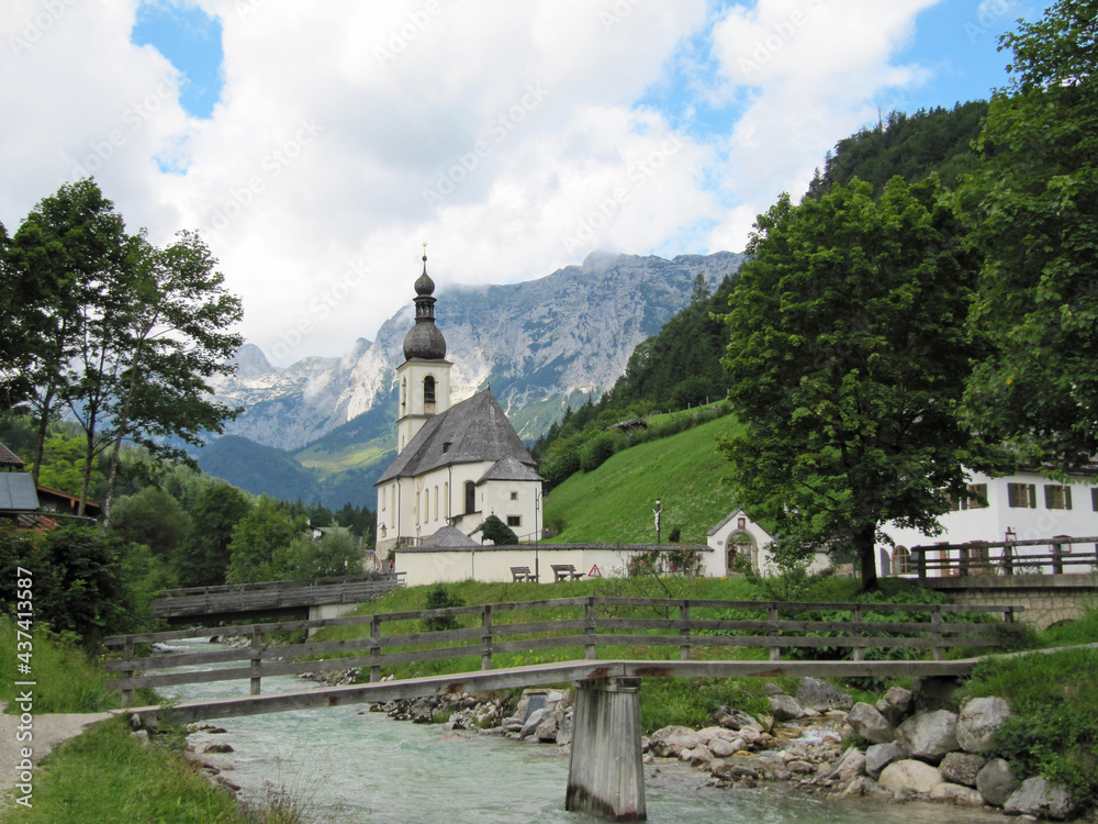Ramsau's white and cute churches and streams, Berchtesgaden, Bavaria, Germany Ramsau's white and cute churches and streams, Berchtesgaden, Bavaria, Germany