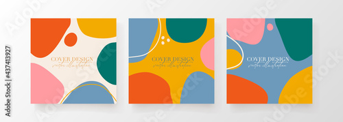 Creative square cover design vector for social media posts, story and photos with vibrant colours and stone shape. Template for wedding invitation, save the date