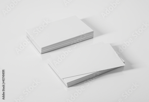 Two stacks of white business cards. 3d rendering