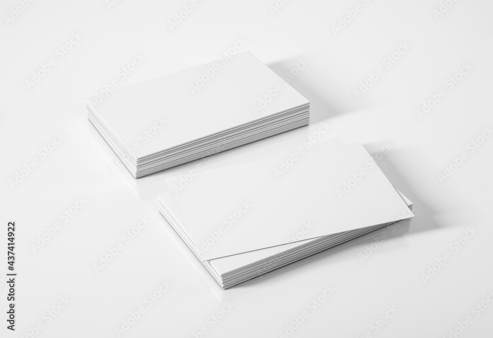 Two stacks of white business cards. 3d rendering Two stacks of white business cards. 3d rendering
