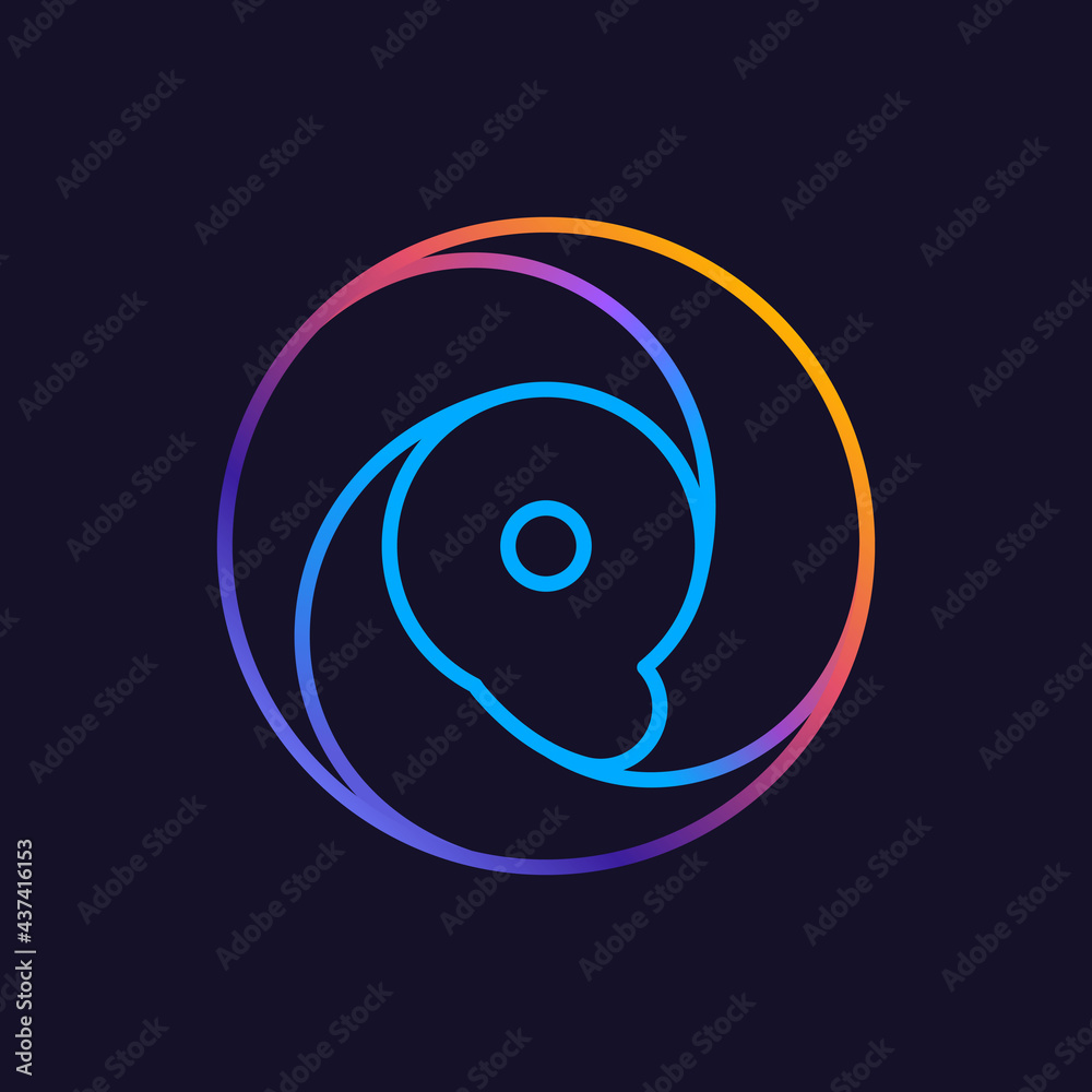 Q letter one line colorful logo. Q letter one line colorful logo.