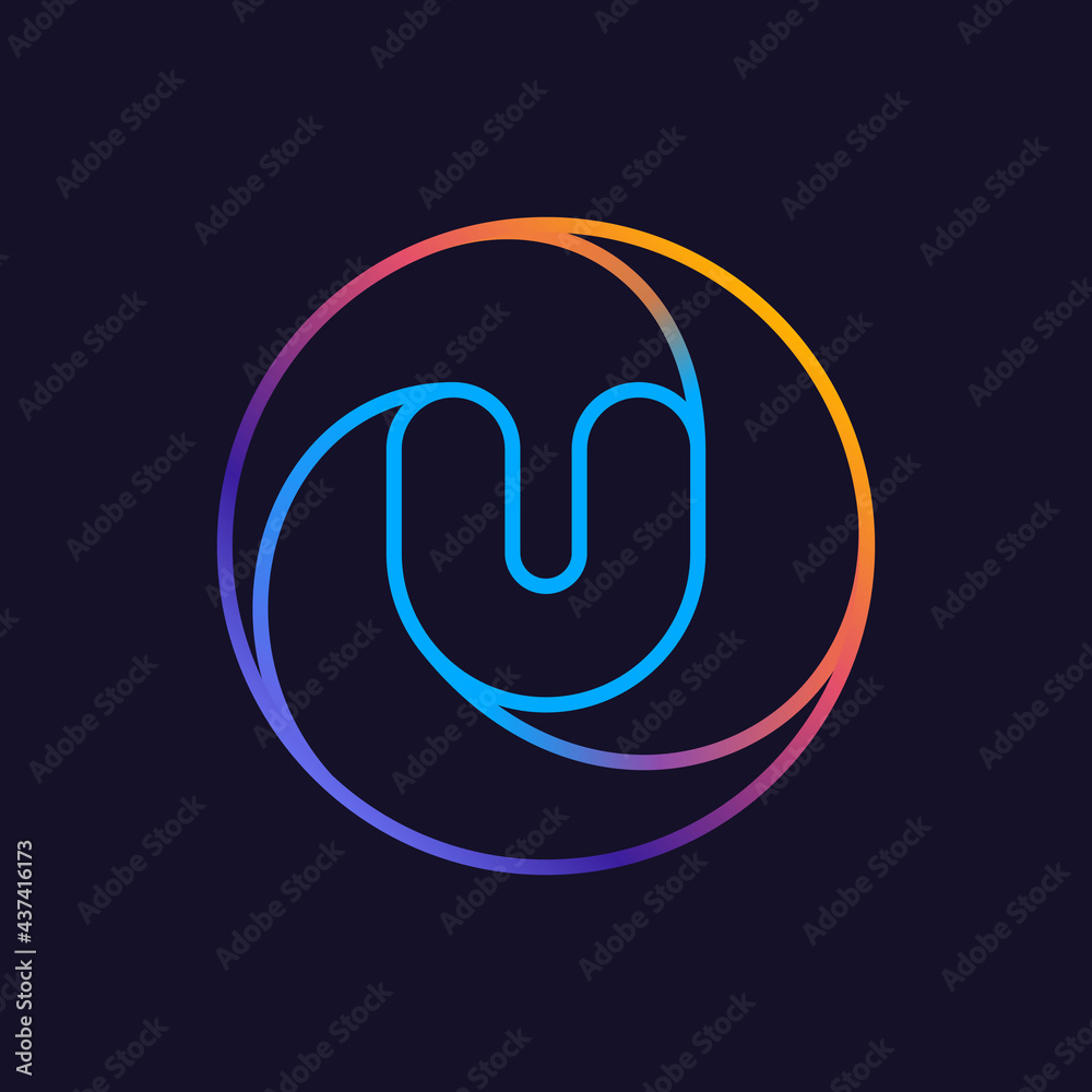 U letter one line colorful logo. U letter one line colorful logo.