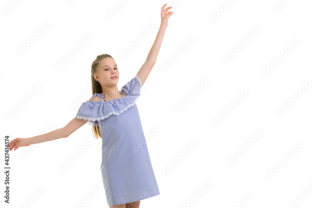 Portrait of Beautiful Teen Girl in Light Sundress Looking at Cam Portrait of Beautiful Teen Girl in Light Sundress Looking at Cam