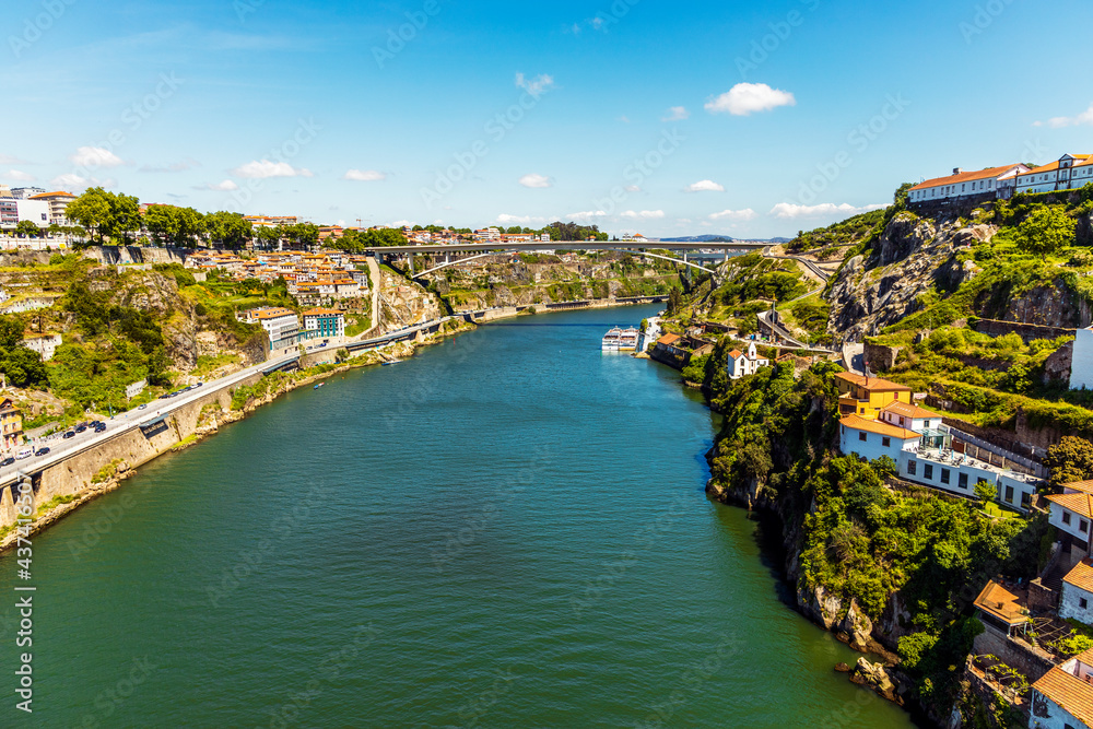 Cityscape of Porto and Vila Nova de Gaia with Douro River between, Portugal