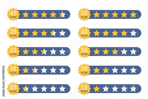 Set of stars rating badges in a flat design