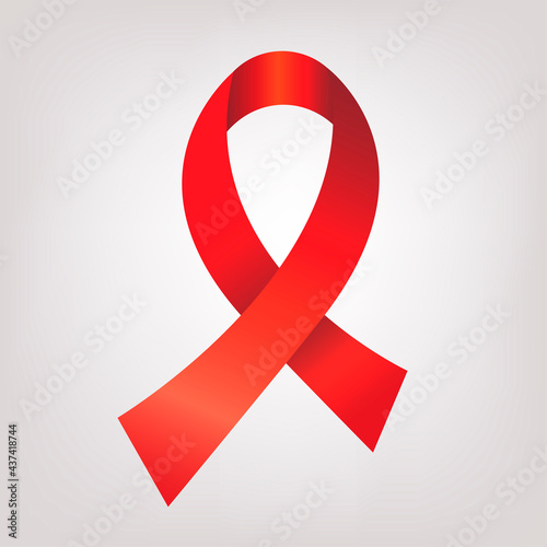 Red ribbon awareness. Blood Cancers, Aplastic Anemia, ALS, Lymphom, Aids. Isolated on white background. Vector illustration.