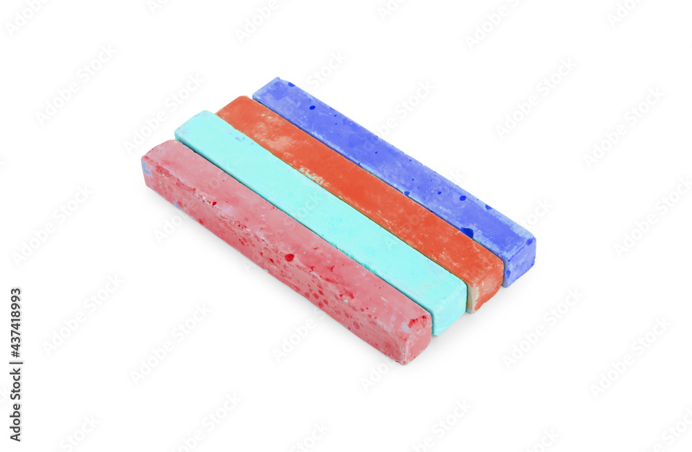 Colored chalks isolated on white background