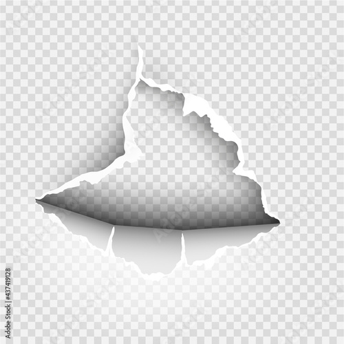 ragged Hole torn in ripped paper on transparent background